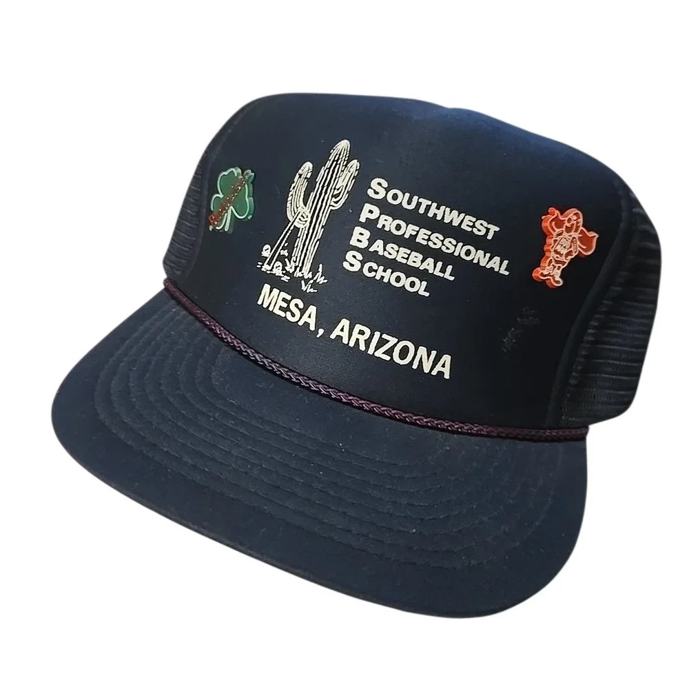 VTG Southwest Professional Baseball School Trucker Hat Mesa Arizona Bud Pin Otto